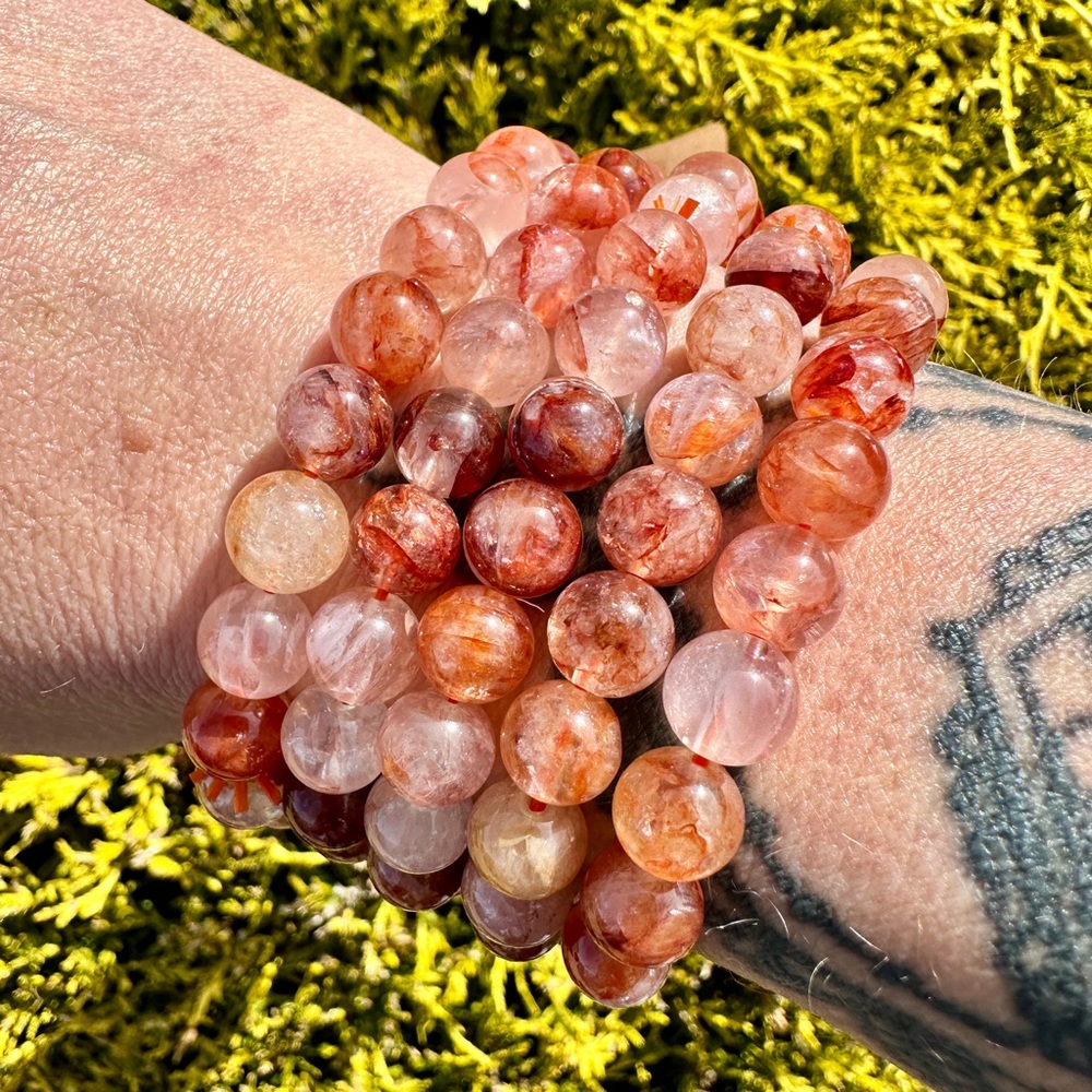Beautiful Natural Fire Quartz 7mm-8mm Beaded Bracelet